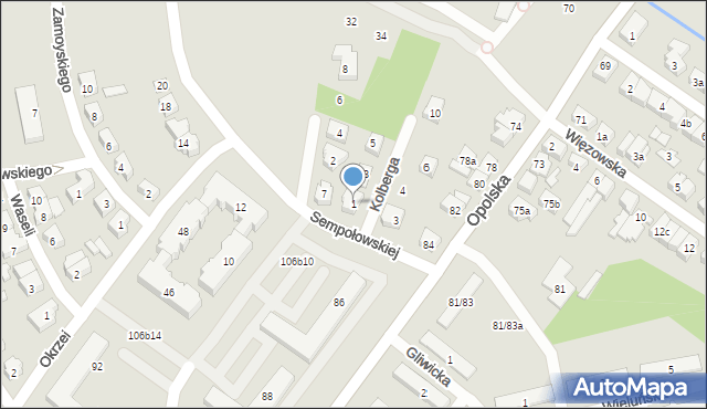 Poznań, Kolberga Oskara, 1, mapa Poznania