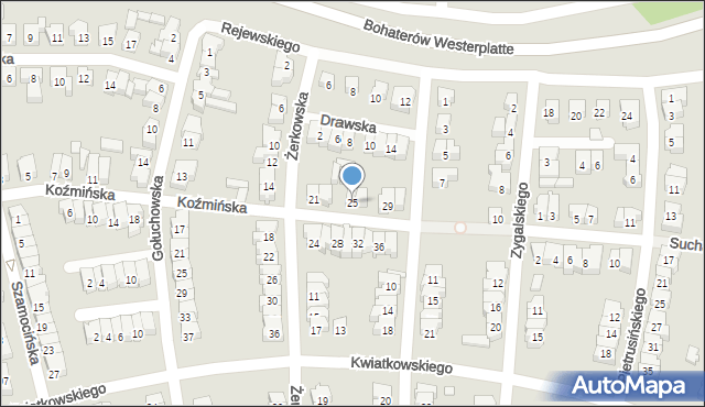 Poznań, Koźmińska, 25, mapa Poznania