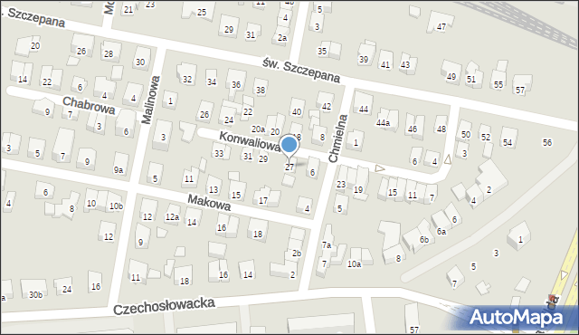 Poznań, Konwaliowa, 27, mapa Poznania