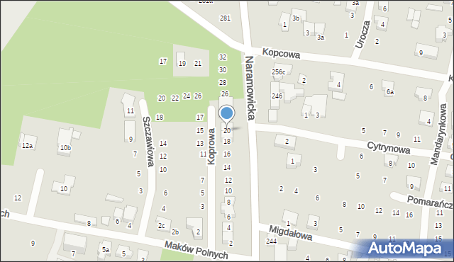 Poznań, Koprowa, 20, mapa Poznania