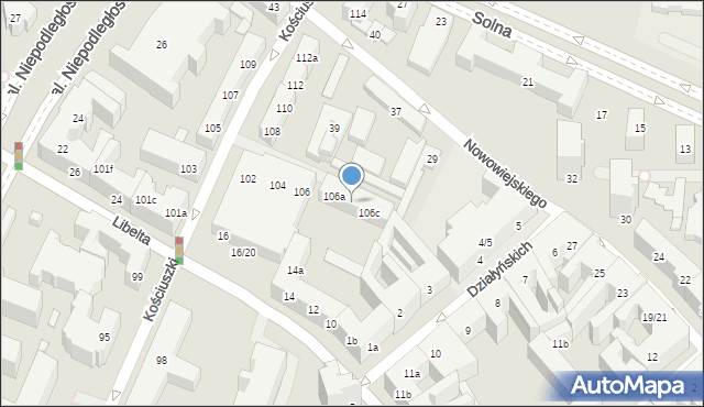 Poznań, Kościuszki Tadeusza, gen., 106b, mapa Poznania