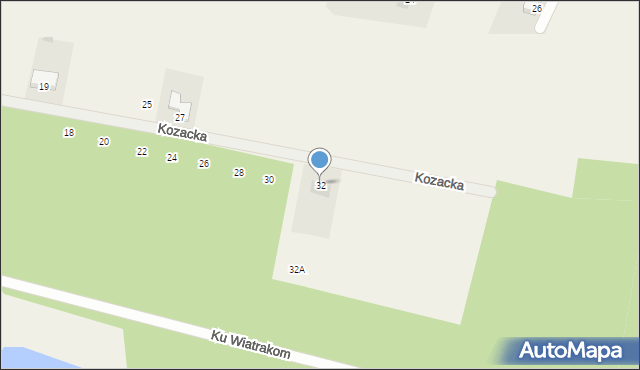 Prądki, Kozacka, 32, mapa Prądki