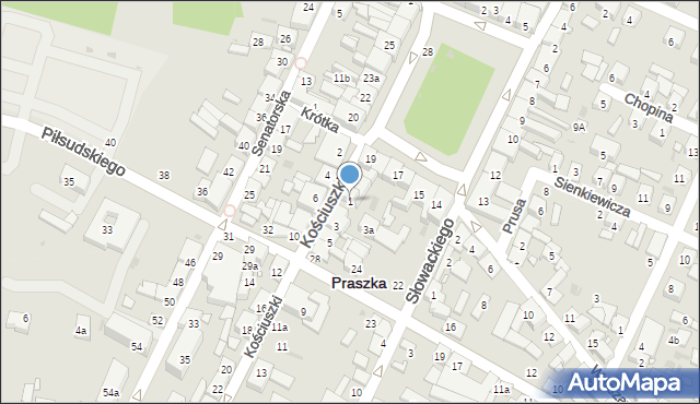 Praszka, Kościuszki Tadeusza, gen., 1, mapa Praszka