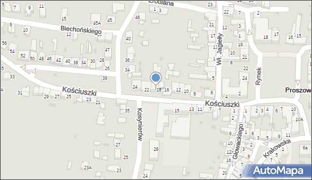 Proszowice, Kościuszki Tadeusza, gen., 20, mapa Proszowice