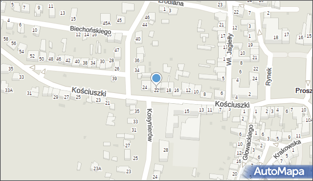 Proszowice, Kościuszki Tadeusza, gen., 22, mapa Proszowice