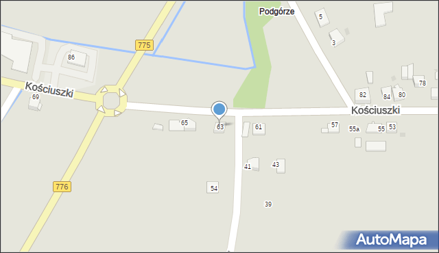 Proszowice, Kościuszki Tadeusza, gen., 63, mapa Proszowice