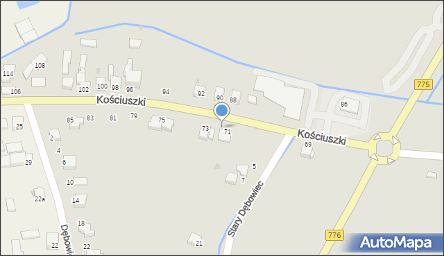 Proszowice, Kościuszki Tadeusza, gen., 71a, mapa Proszowice