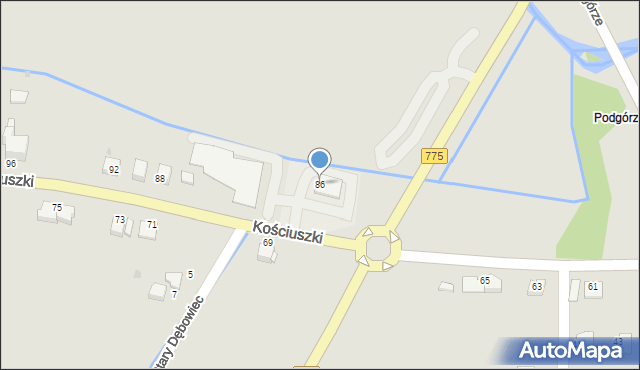 Proszowice, Kościuszki Tadeusza, gen., 86, mapa Proszowice