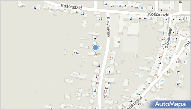 Proszowice, Kosynierów, 23, mapa Proszowice