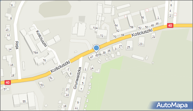 Prudnik, Kościuszki Tadeusza, gen., 43, mapa Prudnik