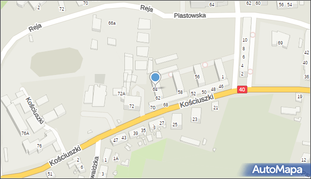 Prudnik, Kościuszki Tadeusza, gen., 64, mapa Prudnik