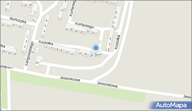 Prudnik, Koziołka Karola, ks., 20, mapa Prudnik