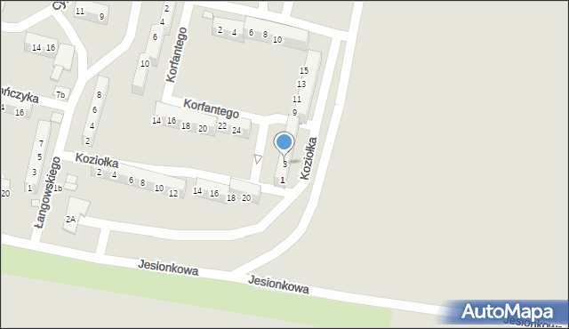 Prudnik, Koziołka Karola, ks., 3, mapa Prudnik