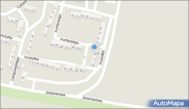 Prudnik, Koziołka Karola, ks., 5, mapa Prudnik