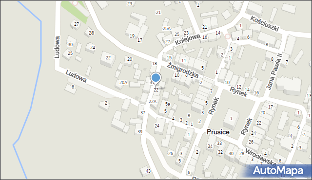 Prusice, Kolejowa, 22, mapa Prusice