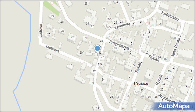 Prusice, Kolejowa, 33, mapa Prusice