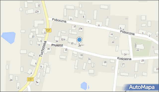 Pruszcz, Kościelna, 28, mapa Pruszcz