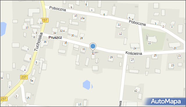 Pruszcz, Kościelna, 31, mapa Pruszcz