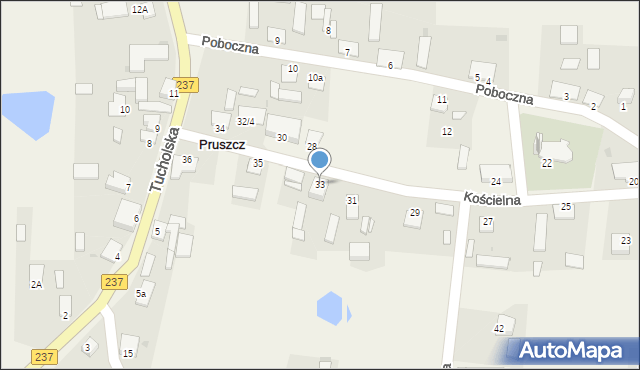 Pruszcz, Kościelna, 33, mapa Pruszcz