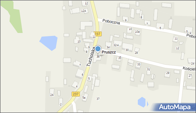 Pruszcz, Kościelna, 36, mapa Pruszcz