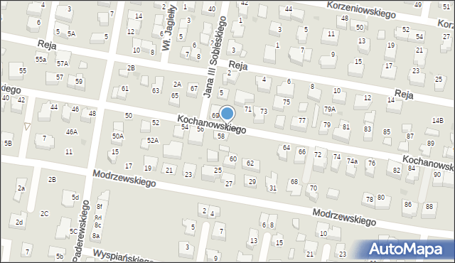 Pruszcz Gdański, Kochanowskiego Jana, 58-60, mapa Pruszcz Gdański