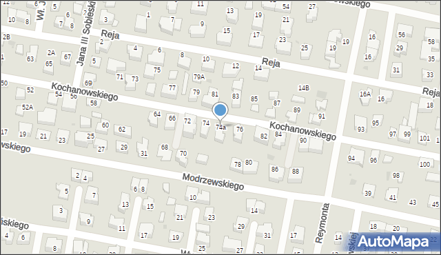 Pruszcz Gdański, Kochanowskiego Jana, 74a, mapa Pruszcz Gdański