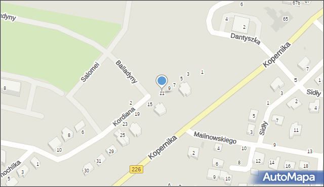 Pruszcz Gdański, Kordiana, 11, mapa Pruszcz Gdański