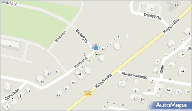 Pruszcz Gdański, Kordiana, 15, mapa Pruszcz Gdański