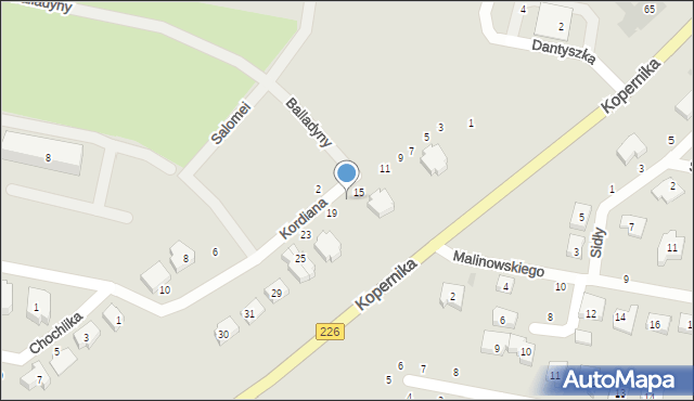 Pruszcz Gdański, Kordiana, 17, mapa Pruszcz Gdański