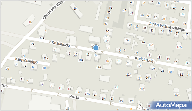 Pruszcz Gdański, Kościuszki Tadeusza, gen., 14, mapa Pruszcz Gdański