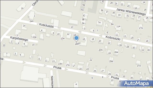 Pruszcz Gdański, Kościuszki Tadeusza, gen., 14A, mapa Pruszcz Gdański