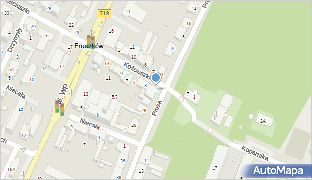 Pruszków, Kościuszki Tadeusza, gen., 1, mapa Pruszków