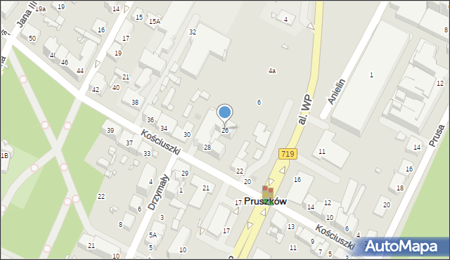 Pruszków, Kościuszki Tadeusza, gen., 26, mapa Pruszków