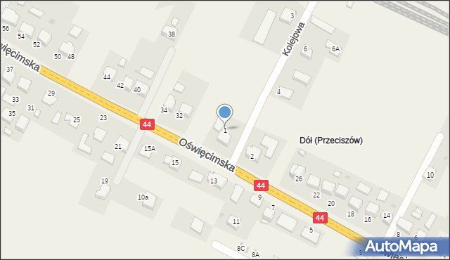 Przeciszów, Kolejowa, 1, mapa Przeciszów