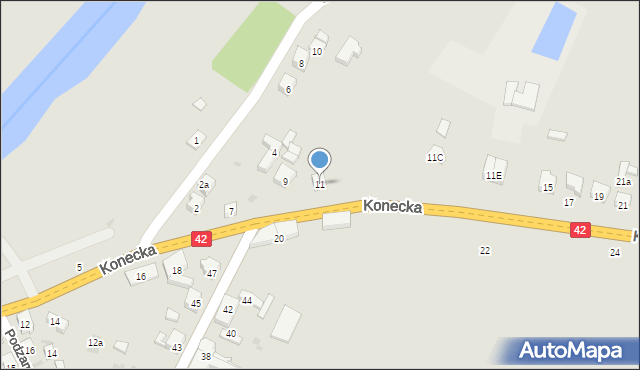 Przedbórz, Konecka, 11, mapa Przedbórz