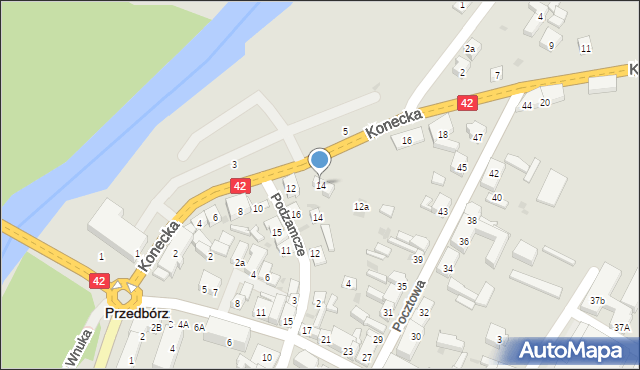 Przedbórz, Konecka, 14, mapa Przedbórz