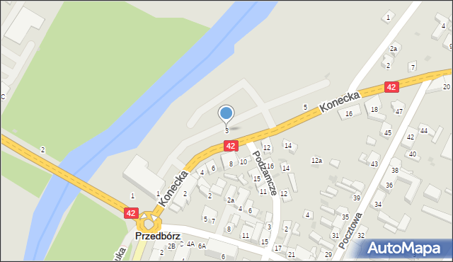 Przedbórz, Konecka, 3, mapa Przedbórz