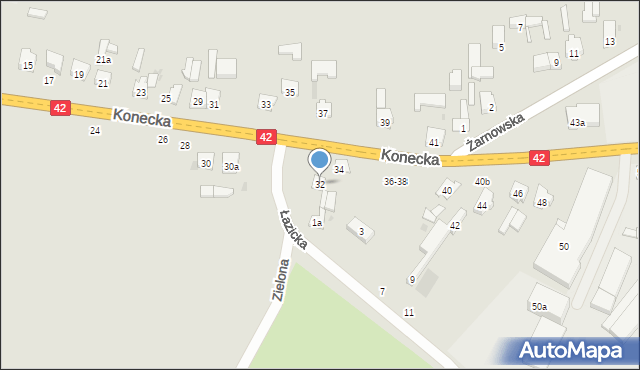 Przedbórz, Konecka, 32, mapa Przedbórz