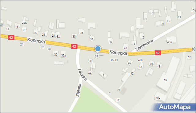 Przedbórz, Konecka, 36, mapa Przedbórz