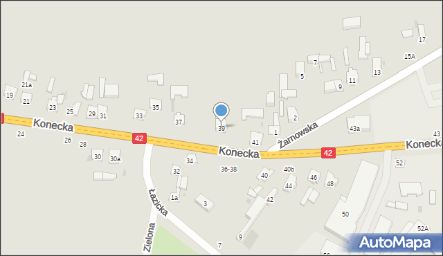 Przedbórz, Konecka, 39, mapa Przedbórz