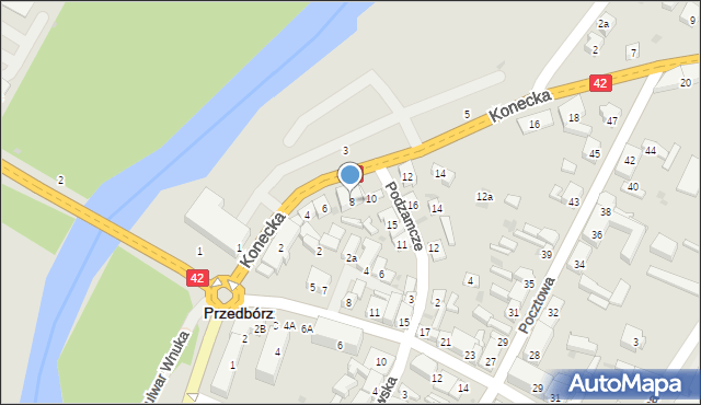 Przedbórz, Konecka, 8, mapa Przedbórz