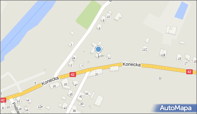 Przedbórz, Konecka, 9, mapa Przedbórz