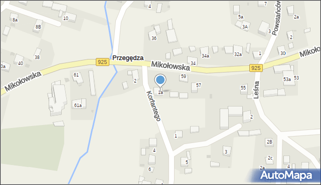 Przegędza, Korfantego Wojciecha, 1a, mapa Przegędza