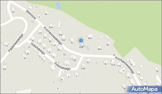 Przemyśl, Kochanowskiego Jana, 82B, mapa Przemyśla