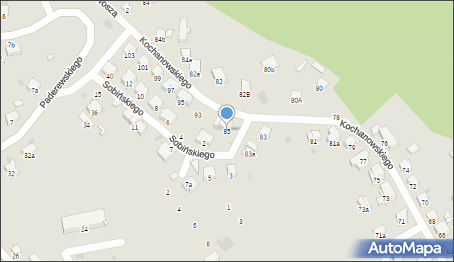 Przemyśl, Kochanowskiego Jana, 85, mapa Przemyśla