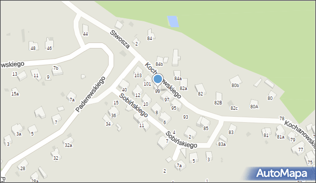 Przemyśl, Kochanowskiego Jana, 99, mapa Przemyśla