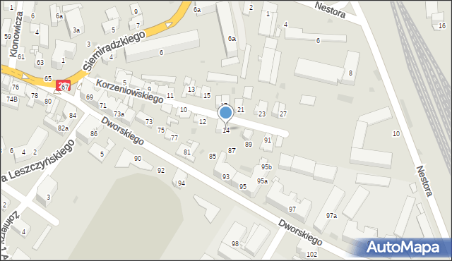 Przemyśl, Korzeniowskiego Józefa, 14, mapa Przemyśla