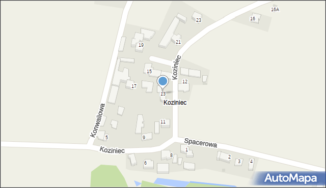 Przybradz, Koziniec, 13, mapa Przybradz