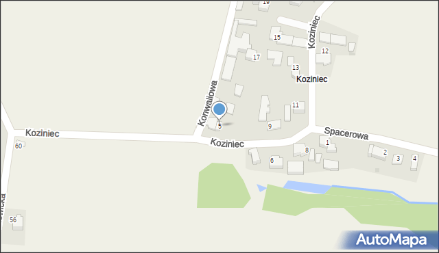 Przybradz, Koziniec, 5, mapa Przybradz