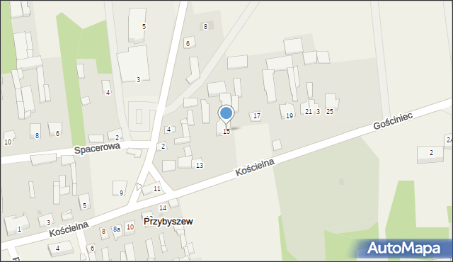 Przybyszew, Kościelna, 15, mapa Przybyszew